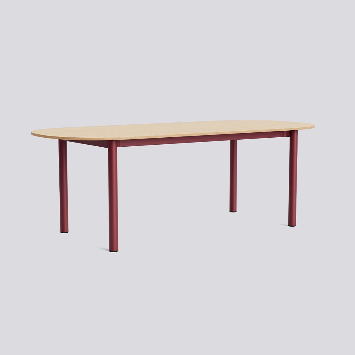 Annex Table Oblong Barn red powder coated aluminium legs Barn red powder coated aluminium apron Adjustable gliders-L220 x W95 x H75-Water-based lacquered oak tabletop Water-based lacquered plywood edge