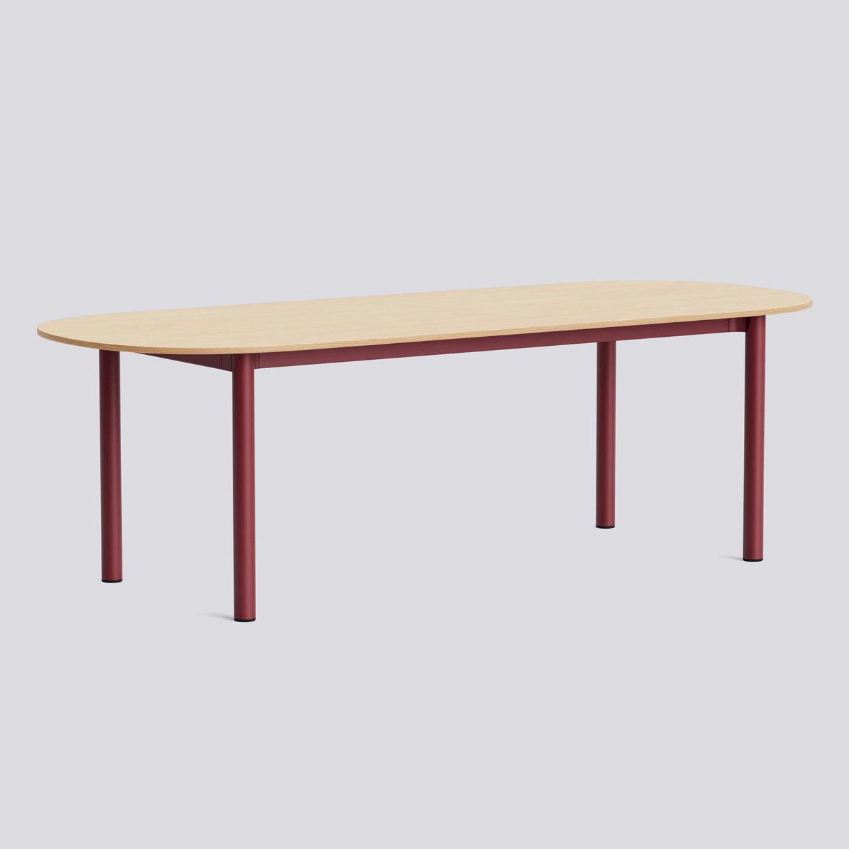 Annex Table Oblong Barn red powder coated aluminium legs Barn red powder coated aluminium apron Adjustable gliders-L240 x W95 x H75-Water-based lacquered oak tabletop Water-based lacquered plywood edge