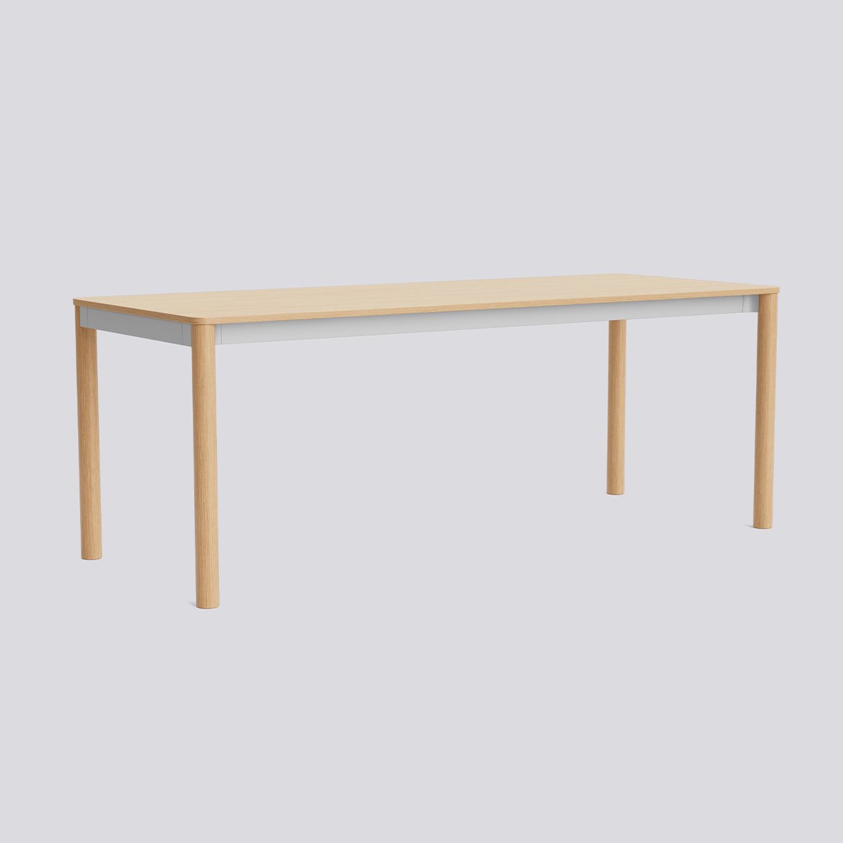 Annex Table Flush Water-based lacquered oak legs Anodized aluminium apron Adjustable gliders-L200 x W80 x H75-Water-based lacquered oak tabletop Water-based lacquered plywood edge