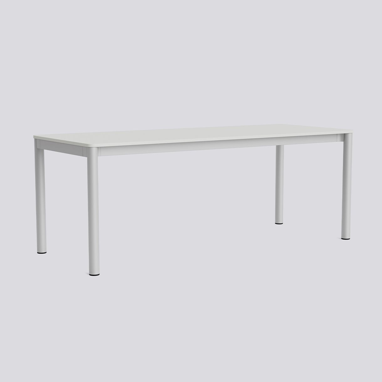 Annex Table Flush Anodized aluminium legs Anodized aluminium apron Adjustable gliders-L200 x W80 x H75-Cloud grey linoleum tabletop Cloud grey ABS edge