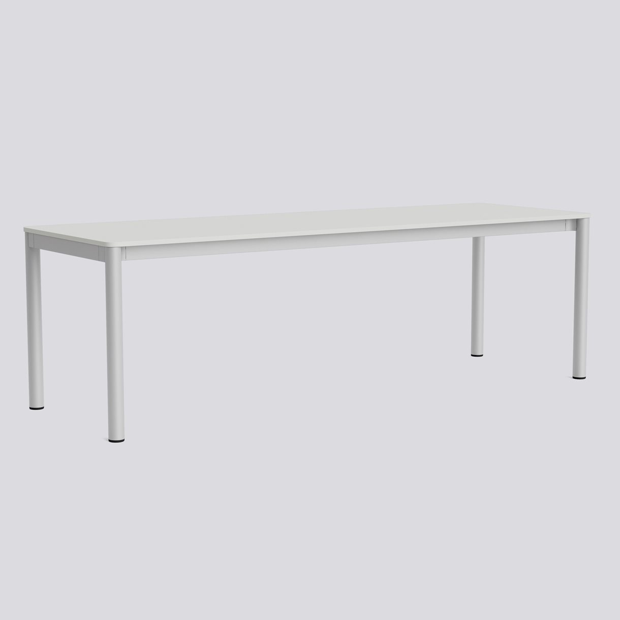 Annex Table Flush Anodized aluminium legs Anodized aluminium apron Adjustable gliders-L240 x W80 x H75-Cloud grey linoleum tabletop Cloud grey ABS edge