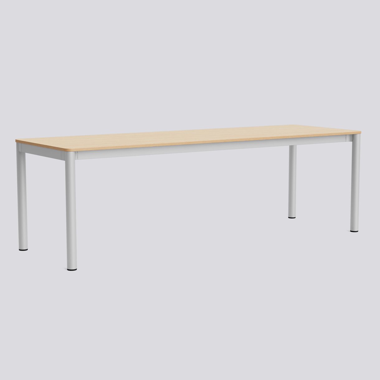 Annex Table Flush Anodized aluminium legs Anodized aluminium apron Adjustable gliders-L240 x W80 x H75-Water-based lacquered oak tabletop Water-based lacquered plywood edge