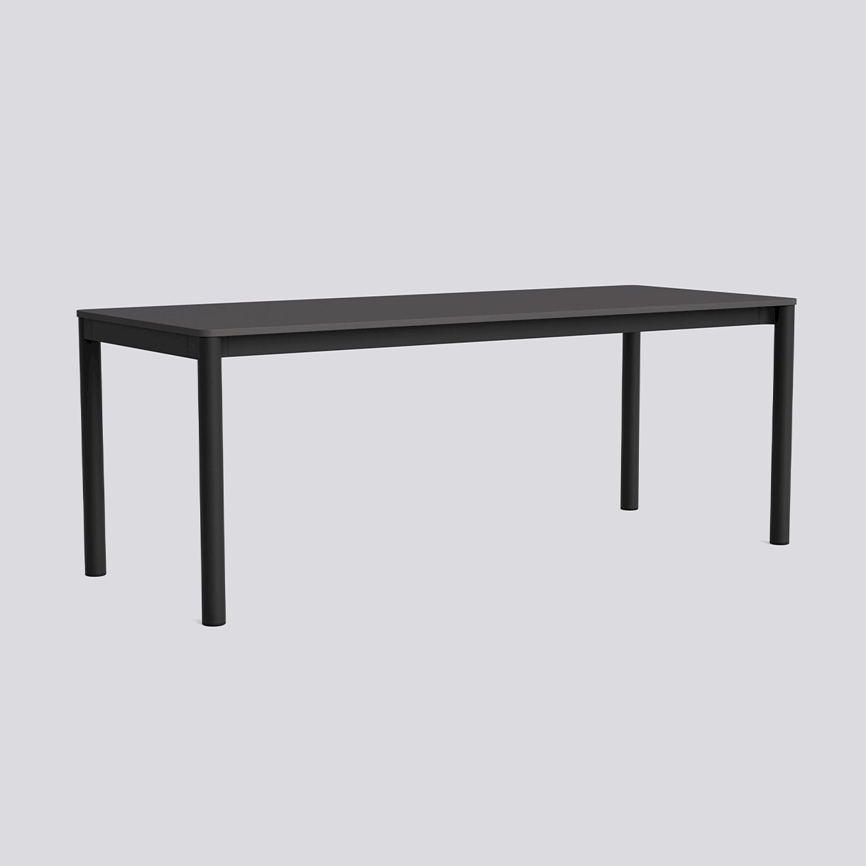 Annex Table Flush Charcoal powder coated aluminium legs Charcoal powder coated aluminium apron Adjustable gliders-L200 x W80 x H75-Dark grey linoleum tabletop Dark grey ABS edge