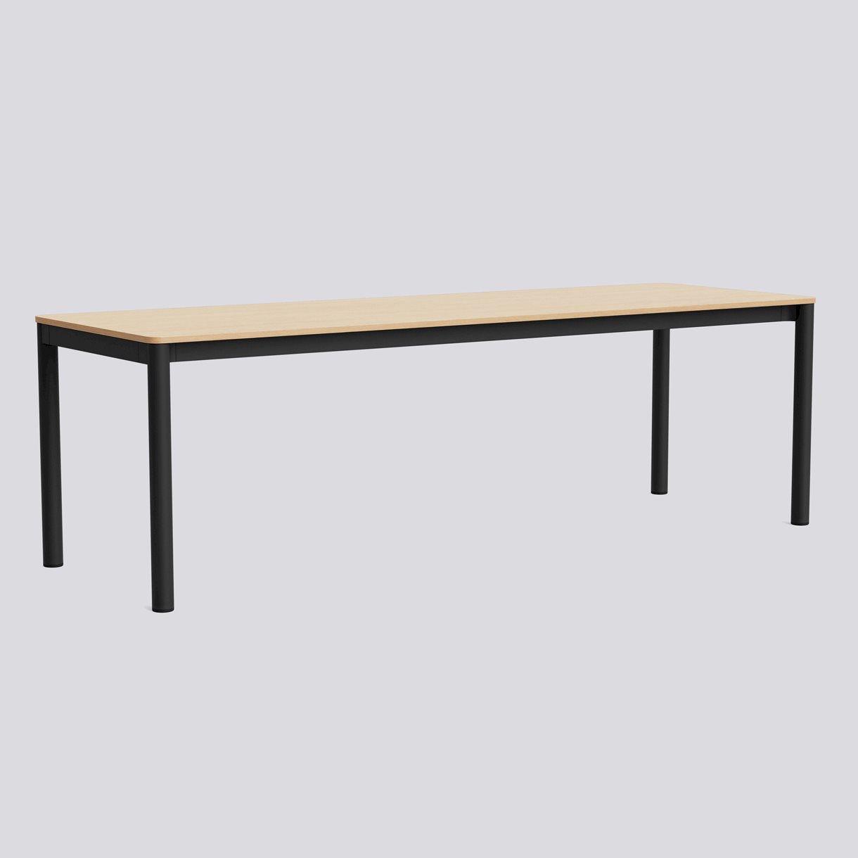 Annex Table Flush Charcoal powder coated aluminium legs Charcoal powder coated aluminium apron Adjustable gliders-L240 x W80 x H75-Water-based lacquered oak tabletop Water-based lacquered plywood edge