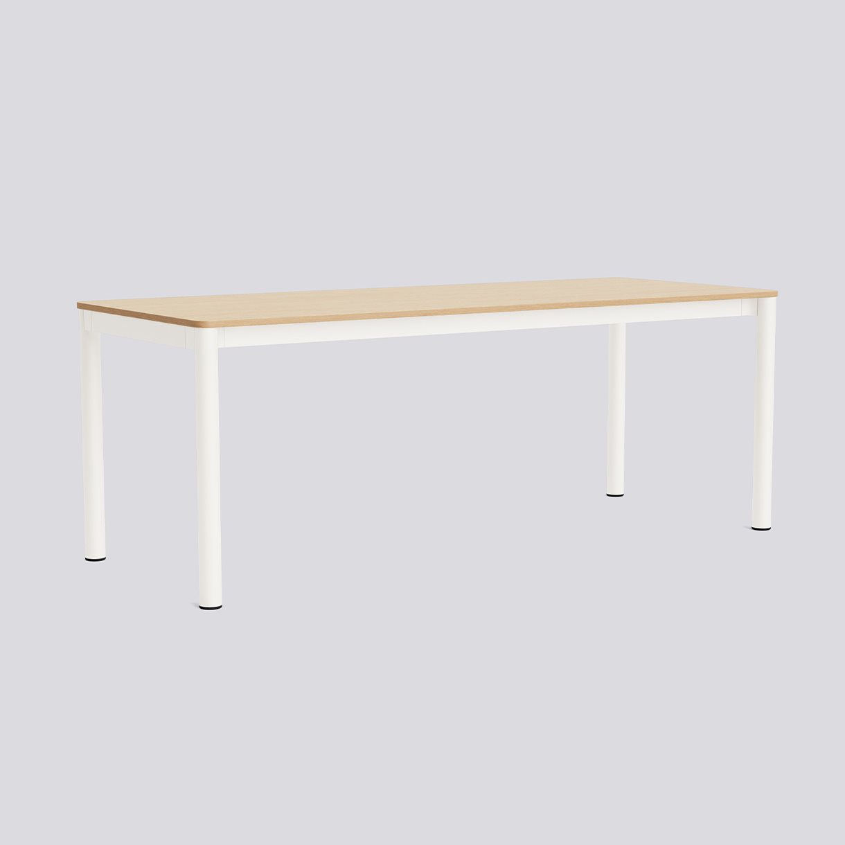 Annex Table Flush Cream white powder coated aluminium legs Cream white powder coated aluminium apron Adjustable gliders-L200 x W80 x H75-Water-based lacquered oak tabletop Water-based lacquered plywood edge
