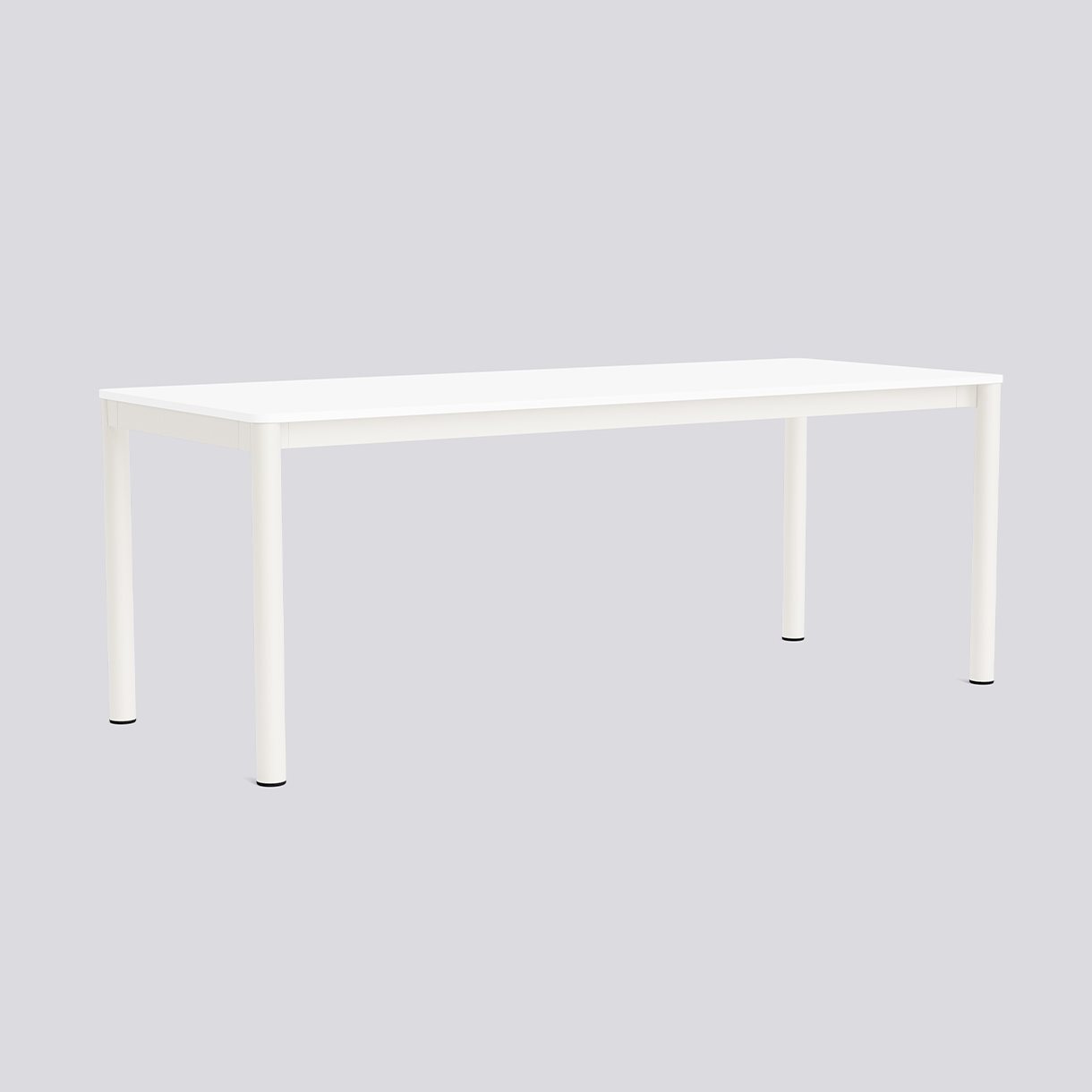 Annex Table Flush Cream white powder coated aluminium legs Cream white powder coated aluminium apron Adjustable gliders-L200 x W80 x H75-White laminate tabletop White ABS edge
