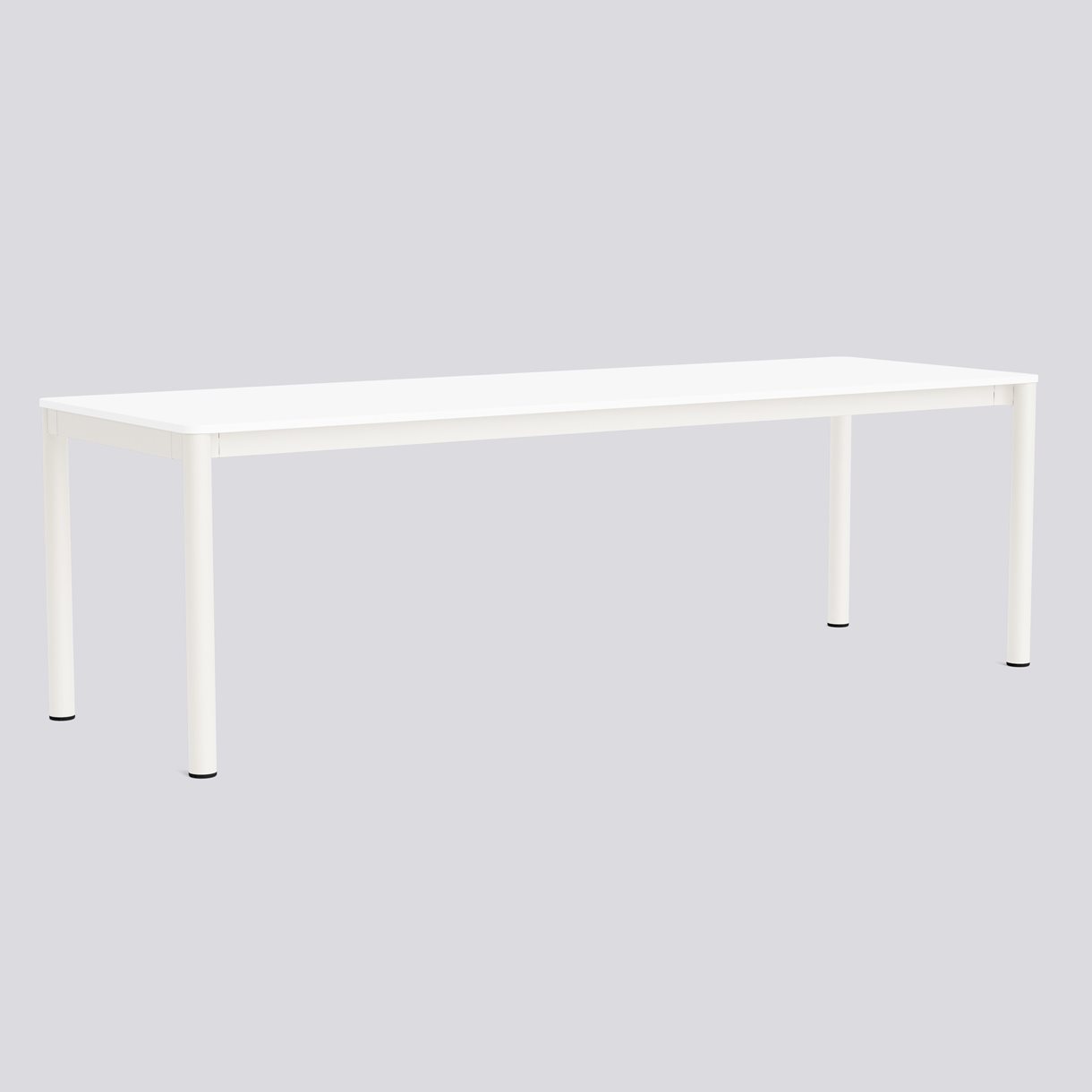 Annex Table Flush Cream white powder coated aluminium legs Cream white powder coated aluminium apron Adjustable gliders-L240 x W80 x H75-White laminate tabletop White ABS edge