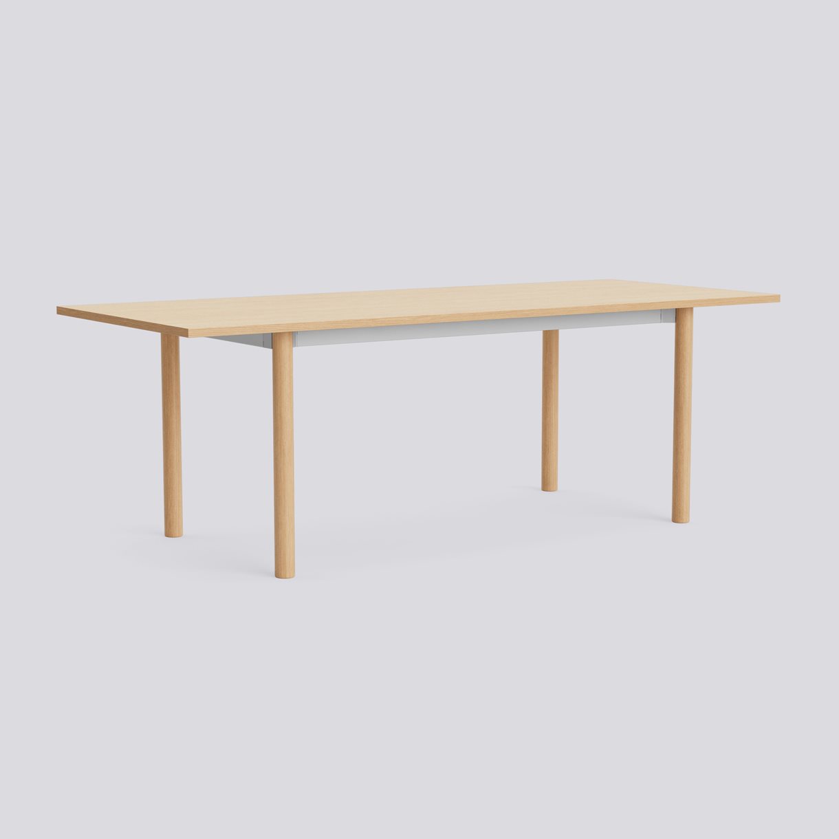 Annex Table Overhang Water-based lacquered oak legs Anodized aluminium apron Adjustable gliders-L220 x W90 x H75-Water-based lacquered oak tabletop Water-based lacquered plywood edge