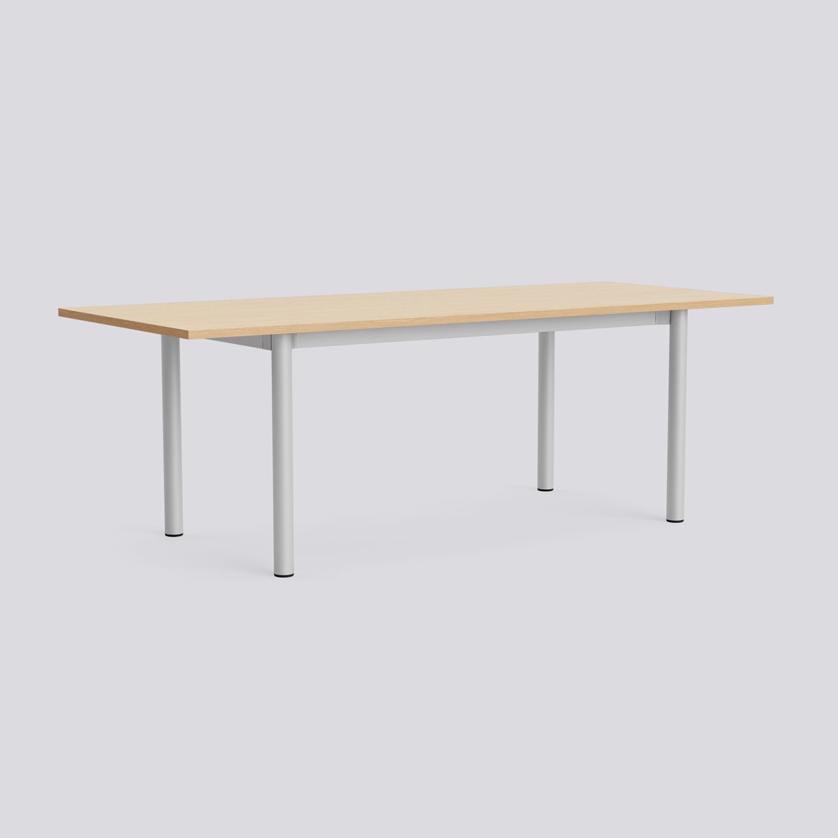Annex Table Overhang Anodized aluminium legs Anodized aluminium apron Adjustable gliders-L220 x W90 x H75-Water-based lacquered oak tabletop Water-based lacquered plywood edge