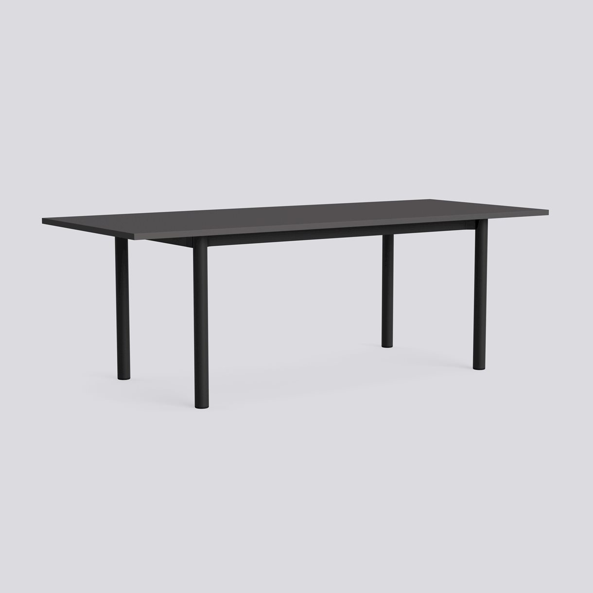 Annex Table Overhang Charcoal powder coated aluminium legs Charcoal powder coated aluminium apron Adjustable gliders-L220 x W90 x H75-Dark grey linoleum tabletop Dark grey ABS edge