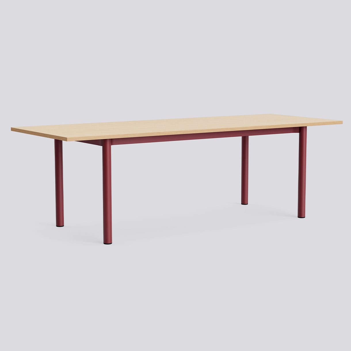 Annex Table Overhang Barn red powder coated aluminium legs Barn red powder coated aluminium apron Adjustable gliders-L240 x W90 x H75-Water-based lacquered oak tabletop Water-based lacquered plywood edge