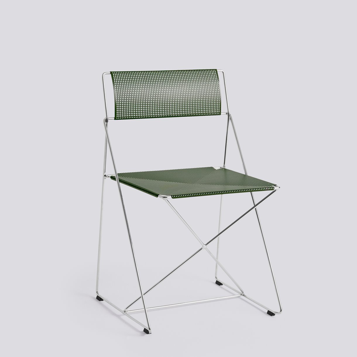 X-Line Chair Chromed base Indoor 2.0-Autumn green powder coated seat/back