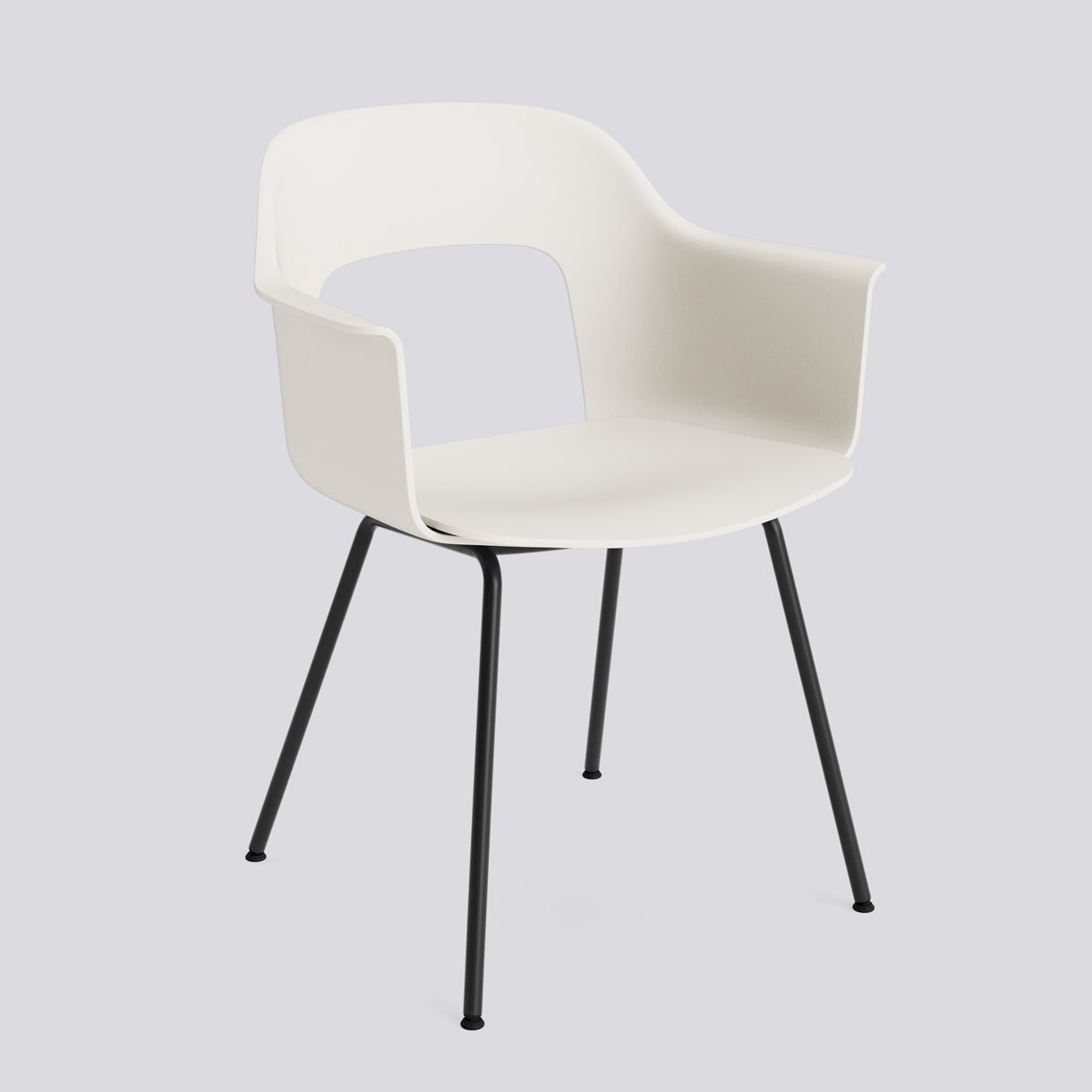 Layout Armchair 211 Black powder coated steel 4 leg base Standard glider-Cream white polypropylene shell/seat-None-None