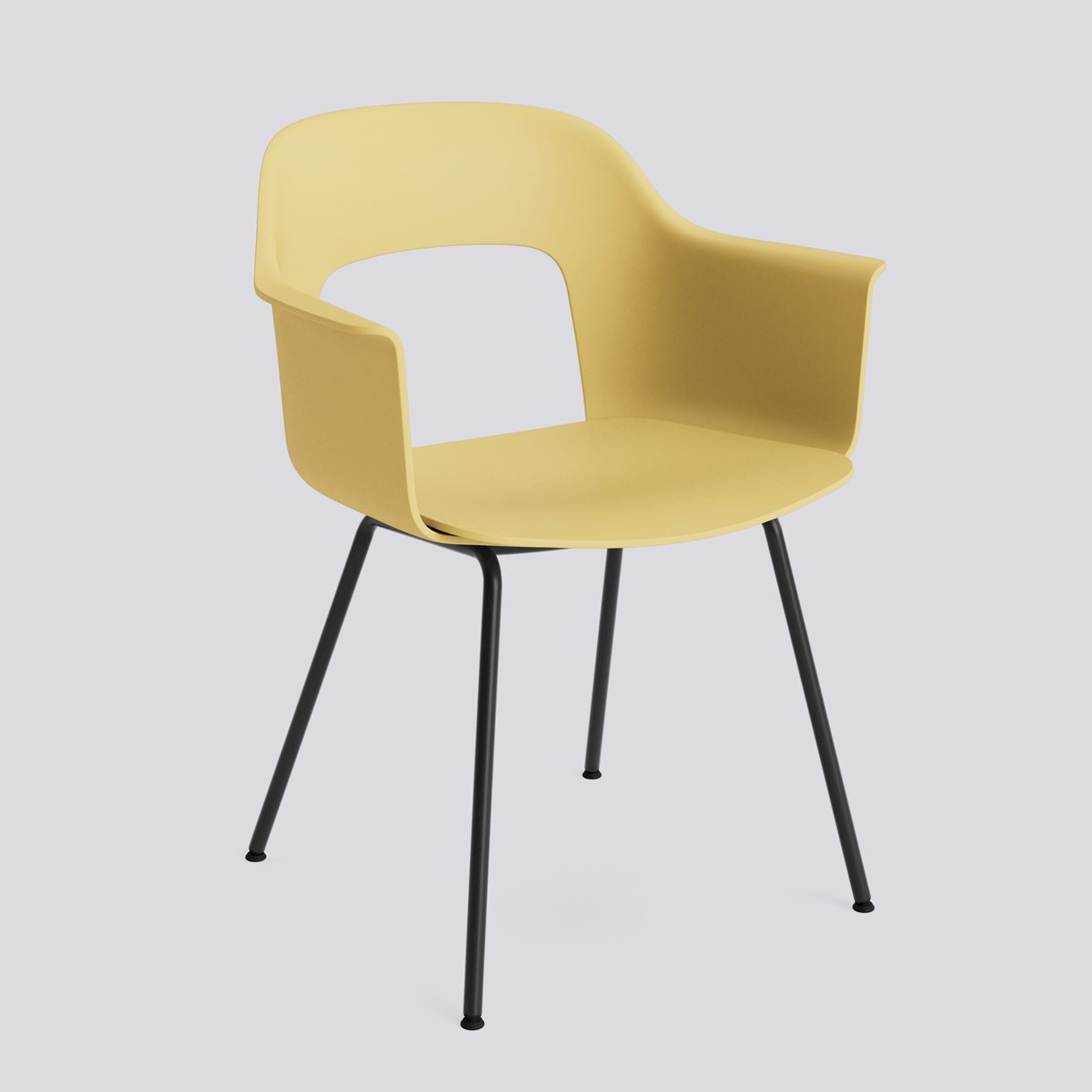 Layout Armchair 211 Black powder coated steel 4 leg base Standard glider-Biscotti polypropylene shell/seat-None-None