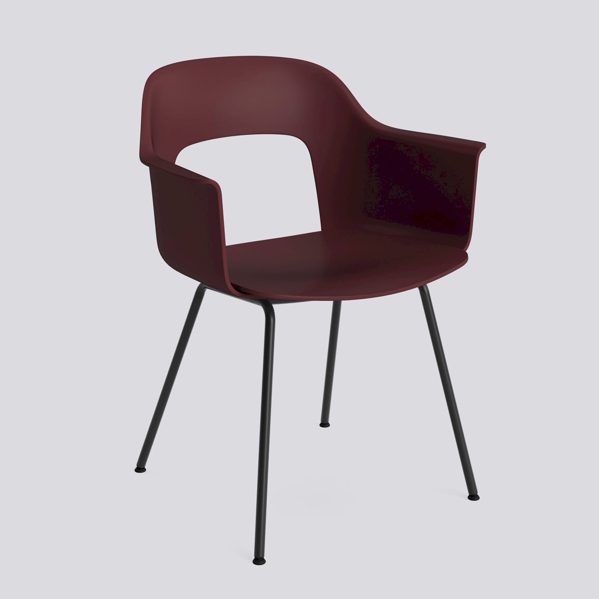 Layout Armchair 211 Black powder coated steel 4 leg base Standard glider-Bordeaux polypropylene shell/seat-None-None