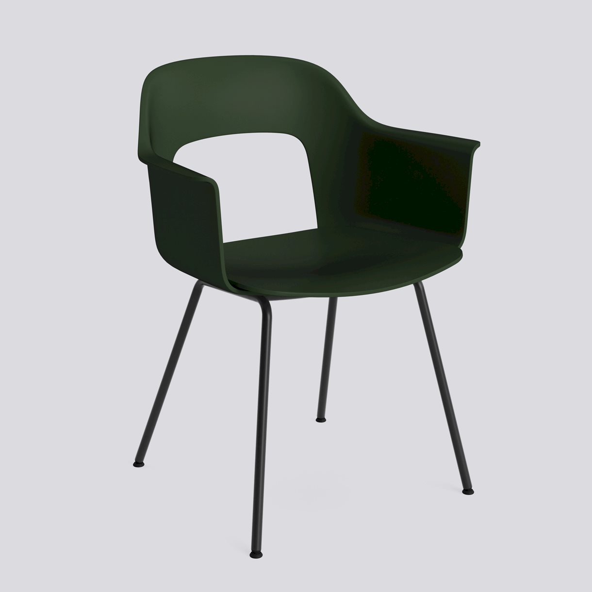 Layout Armchair 211 Black powder coated steel 4 leg base Standard glider-Bottle green polypropylene shell/seat-None-None