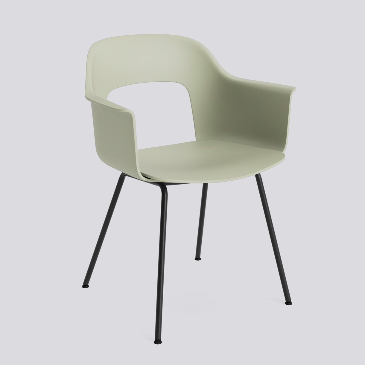 Layout Armchair 211 Black powder coated steel 4 leg base Standard glider-Pastel green polypropylene shell/seat-None-None