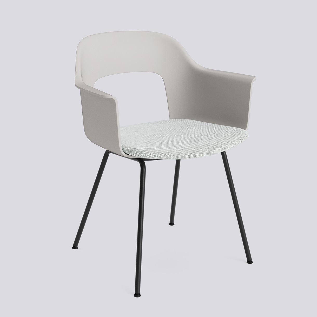 Layout Armchair 213 Black powder coated steel 4 leg base Standard glider-Sky grey polypropylene shell Seat upholstery-Mode-001