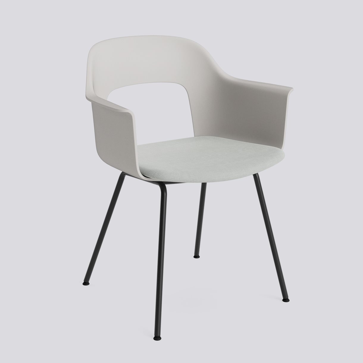 Layout Armchair 213 Black powder coated steel 4 leg base Standard glider-Sky grey polypropylene shell Seat upholstery-Naveli-113