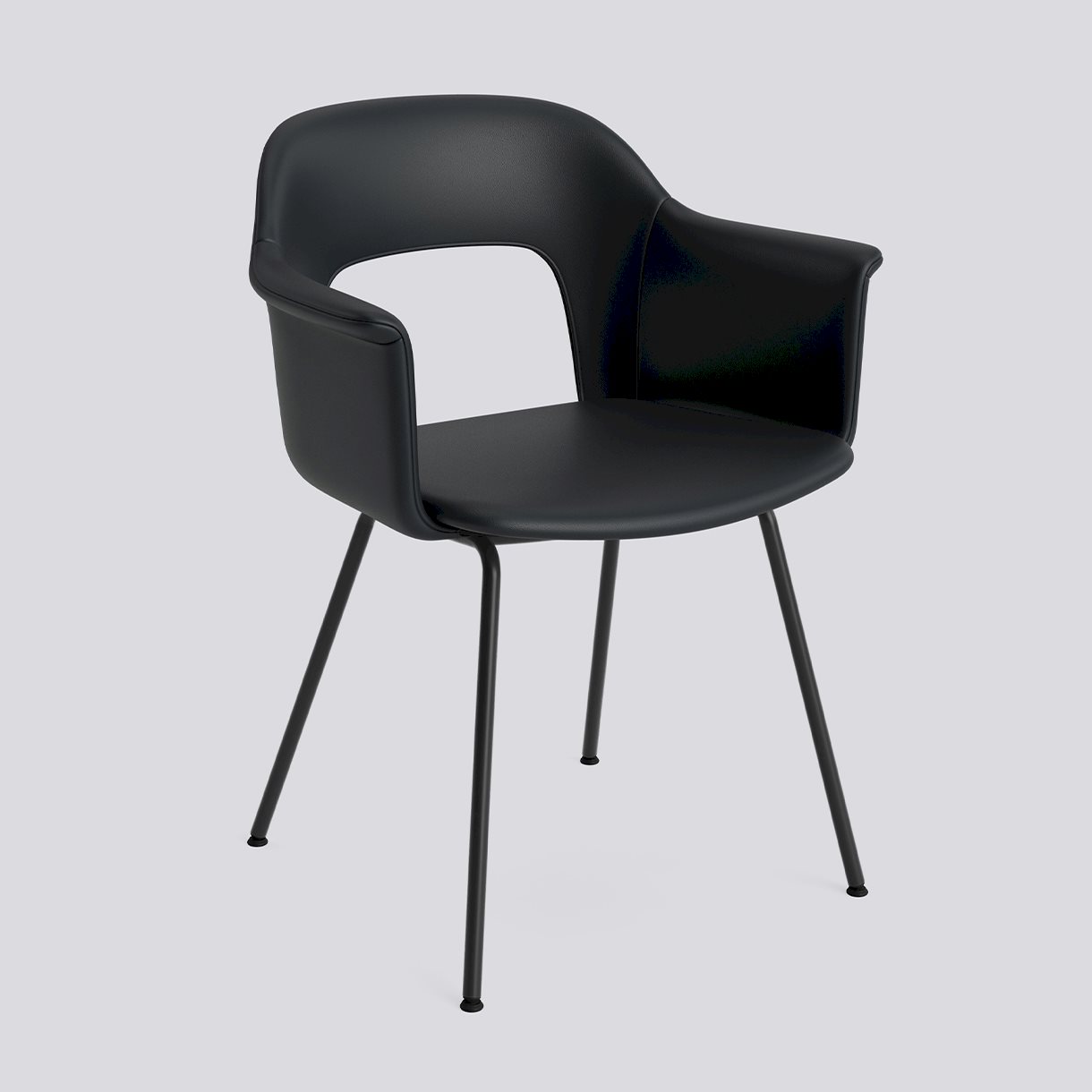 Layout Armchair 214 Black powder coated steel 4 leg base Standard glider-Full upholstery-Grano-Black