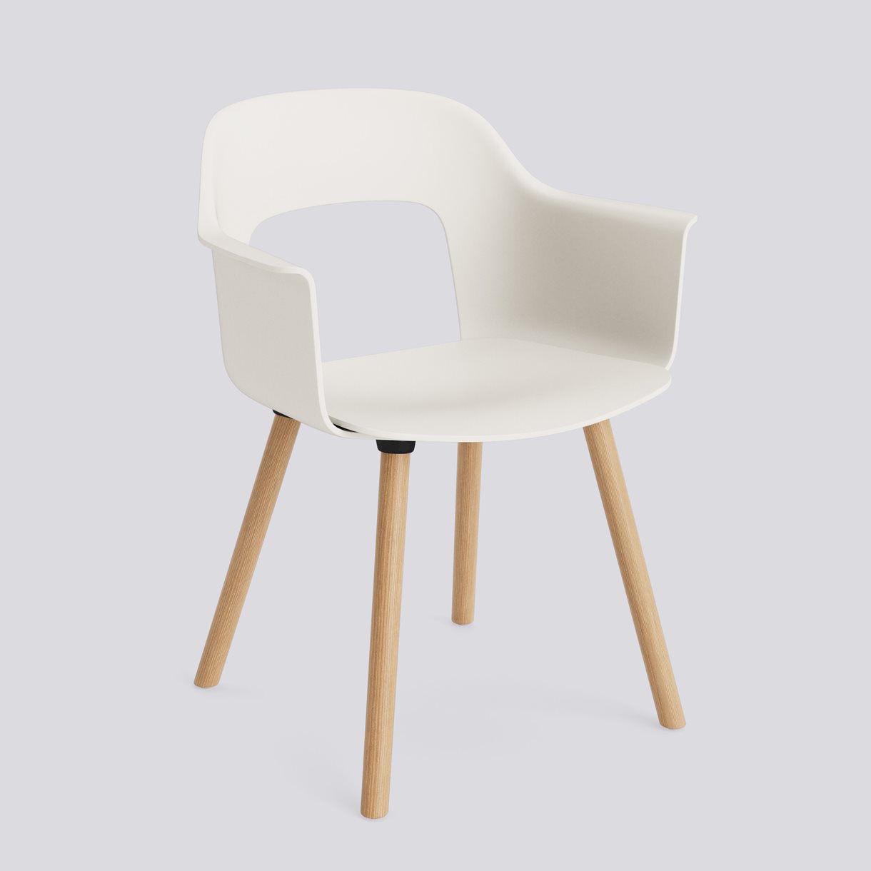 Layout Armchair 221 Water-based lacquered solid oak 4 leg base Standard glider-Cream white polypropylene shell/seat-None-None