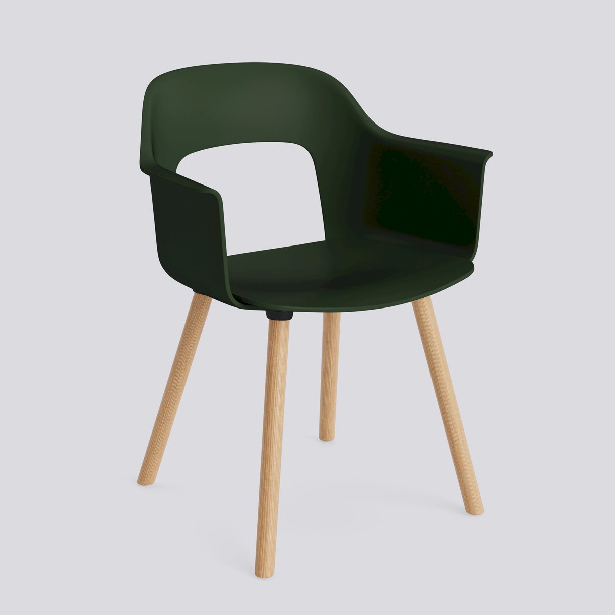 Layout Armchair 221 Water-based lacquered solid oak 4 leg base Standard glider-Bottle green polypropylene shell/seat-None-None