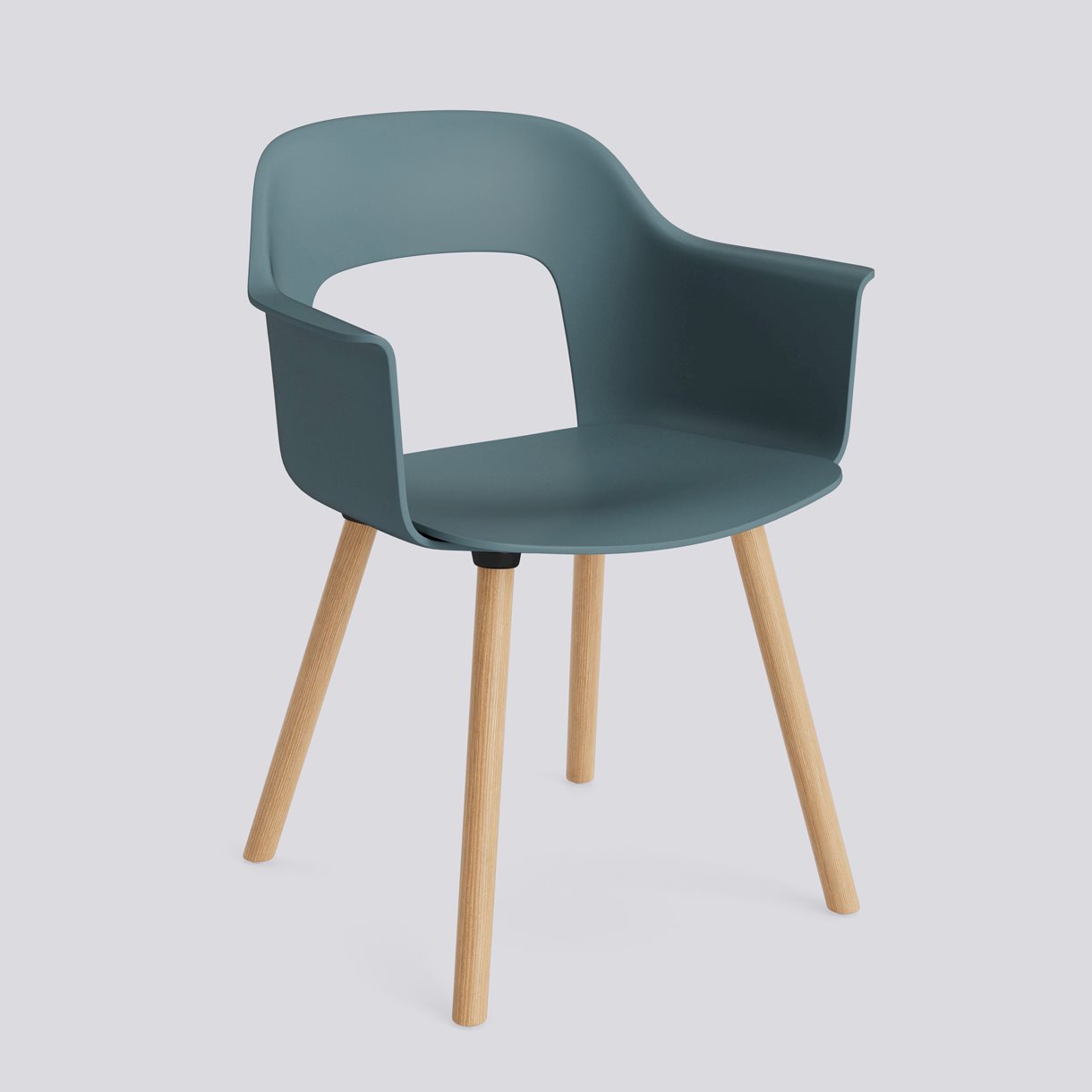 Layout Armchair 221 Water-based lacquered solid oak 4 leg base Standard glider-Ocean polypropylene shell/seat-None-None
