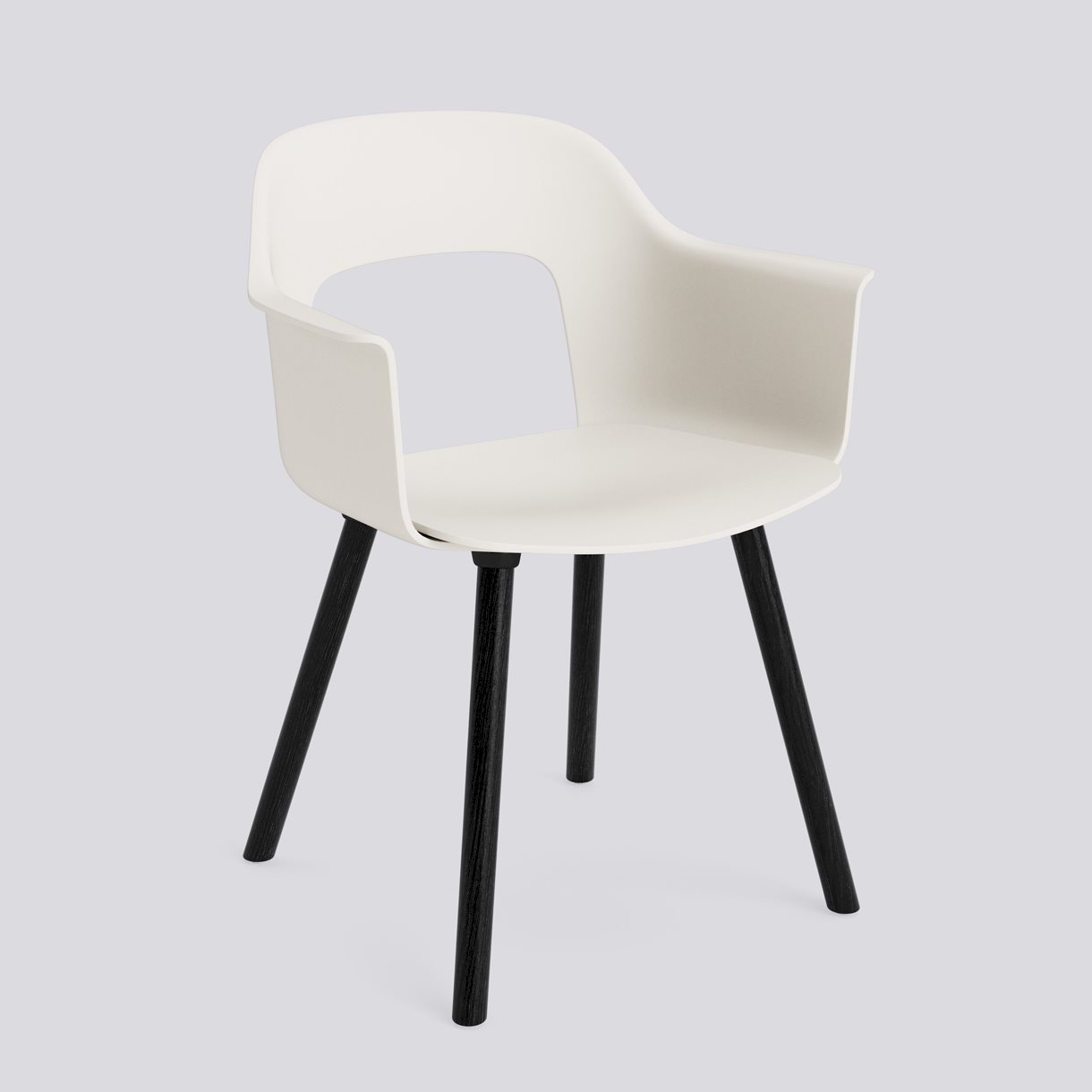 Layout Armchair 221 Black water-based lacquered solid oak 4 leg base Standard glider-Cream white polypropylene shell/seat-None-None