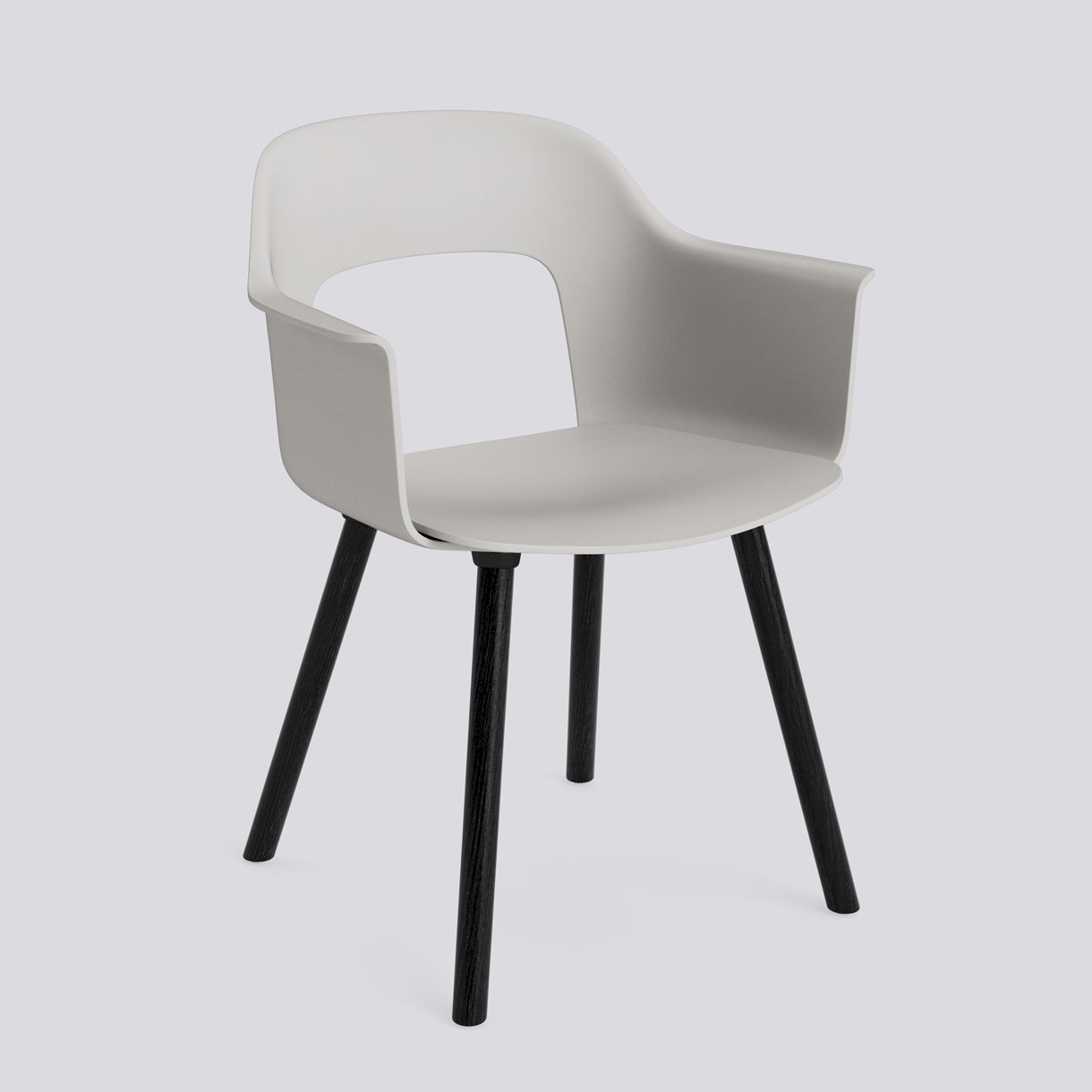Layout Armchair 221 Black water-based lacquered solid oak 4 leg base Standard glider-Sky grey polypropylene shell/seat-None-None