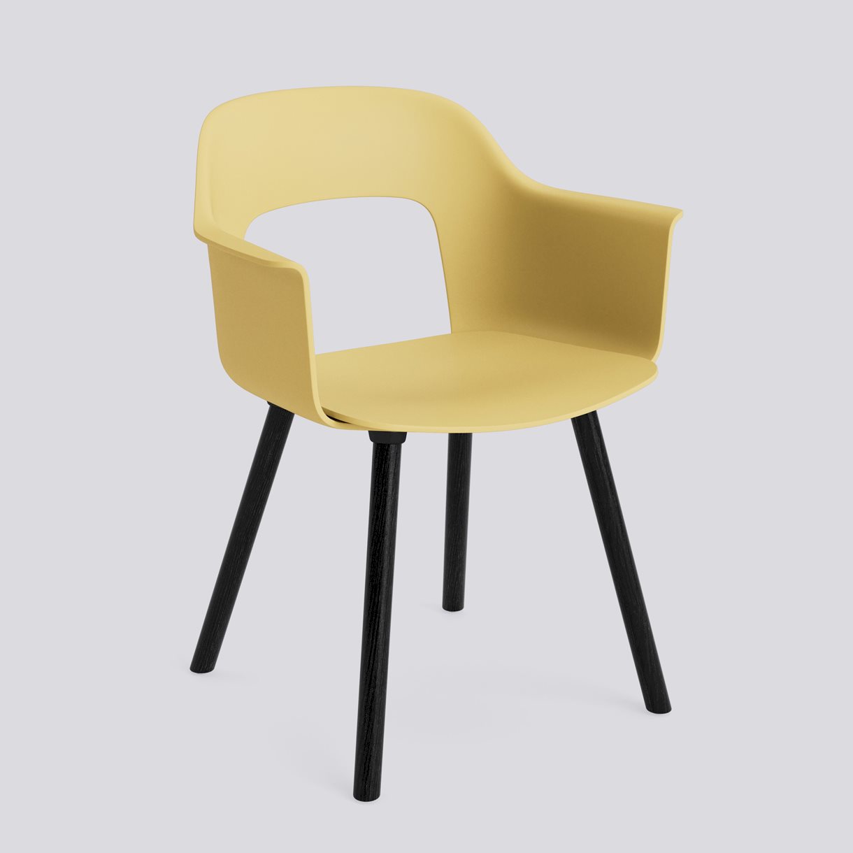 Layout Armchair 221 Black water-based lacquered solid oak 4 leg base Standard glider-Biscotti polypropylene shell/seat-None-None
