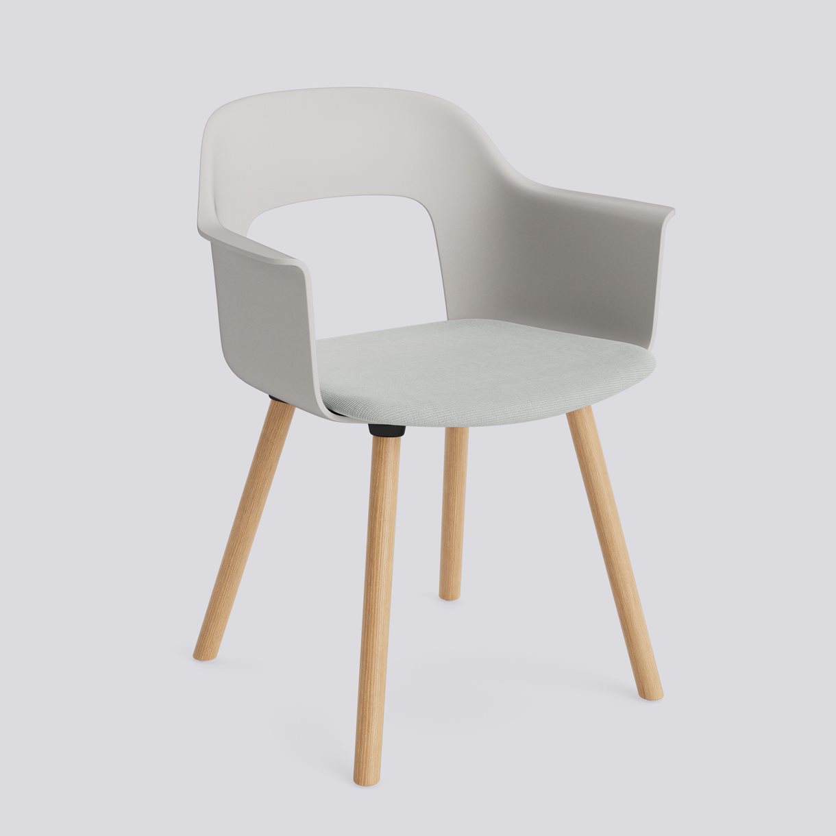 Layout Armchair 223 Water-based lacquered solid oak 4 leg base Standard glider-Sky grey polypropylene shell Seat upholstery-Naveli-113