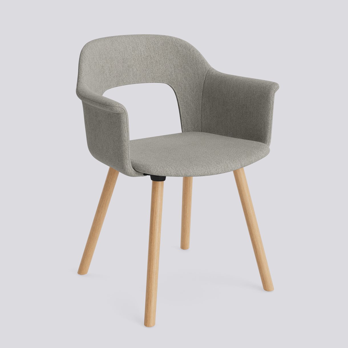 Layout Armchair 224 Water-based lacquered solid oak 4 leg base Standard glider-Full upholstery-Turf-Light grey