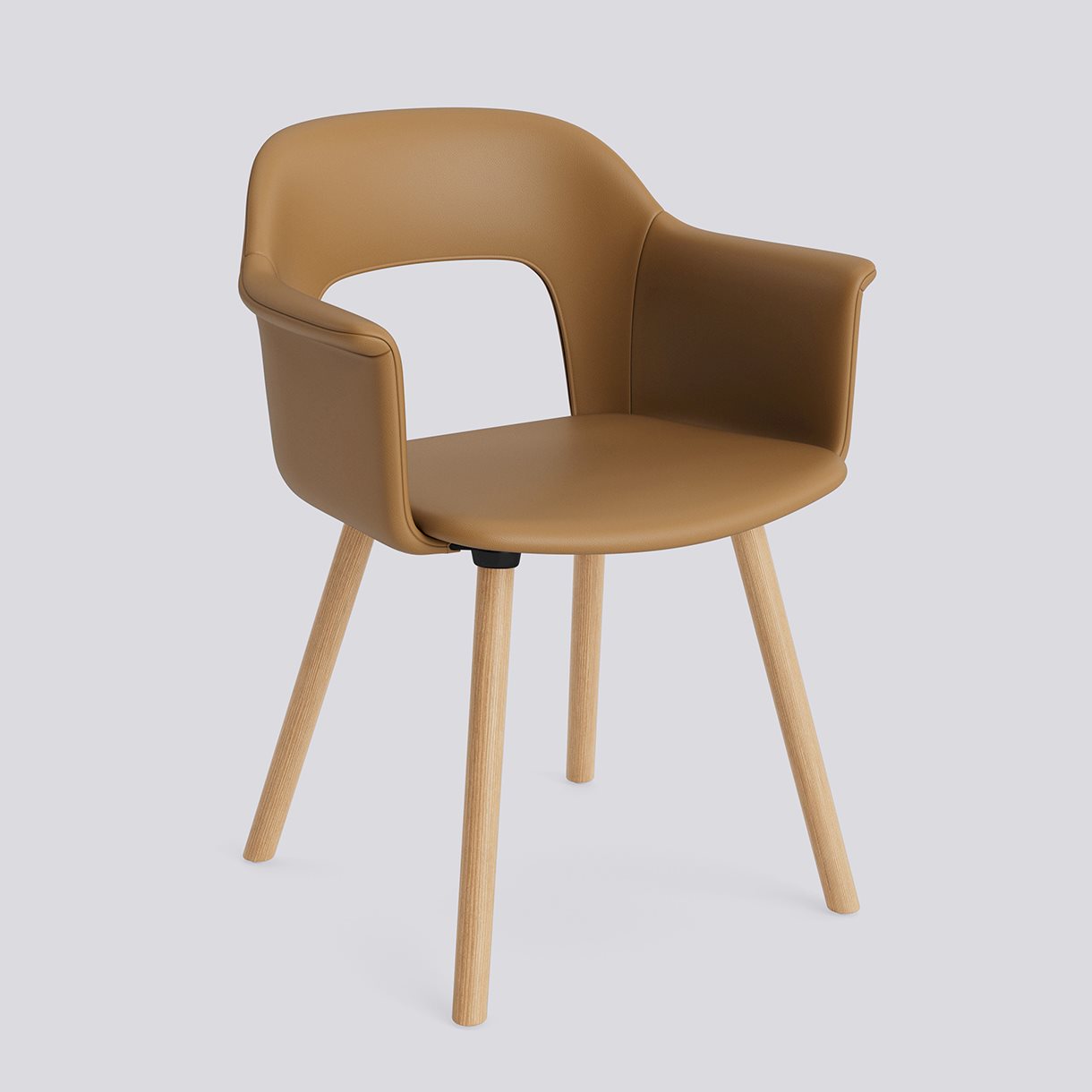 Layout Armchair 224 Water-based lacquered solid oak 4 leg base Standard glider-Full upholstery-Grano-Cognac