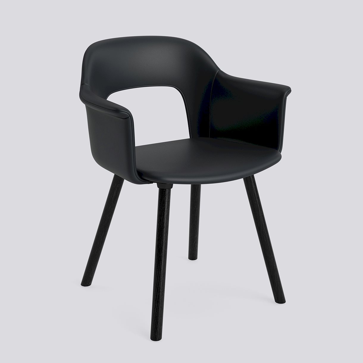 Layout Armchair 224 Black water-based lacquered solid oak 4 leg base Standard glider-Full upholstery-Grano-Black