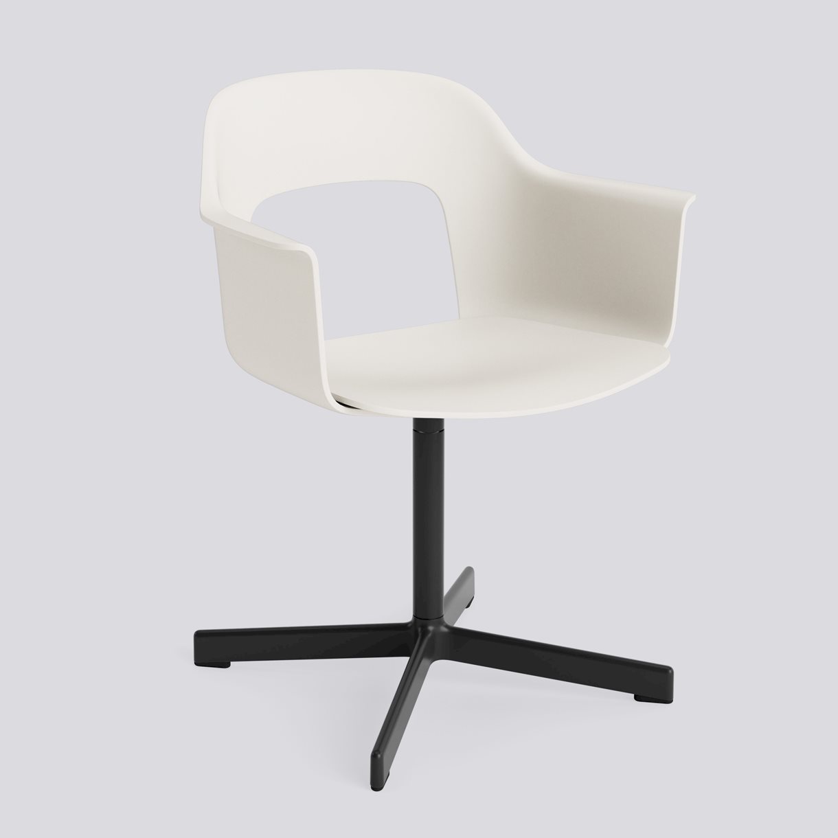 Layout Armchair 231 Black powder coated aluminium 4 star swivel base Standard glider-Cream white polypropylene shell/seat-None-None