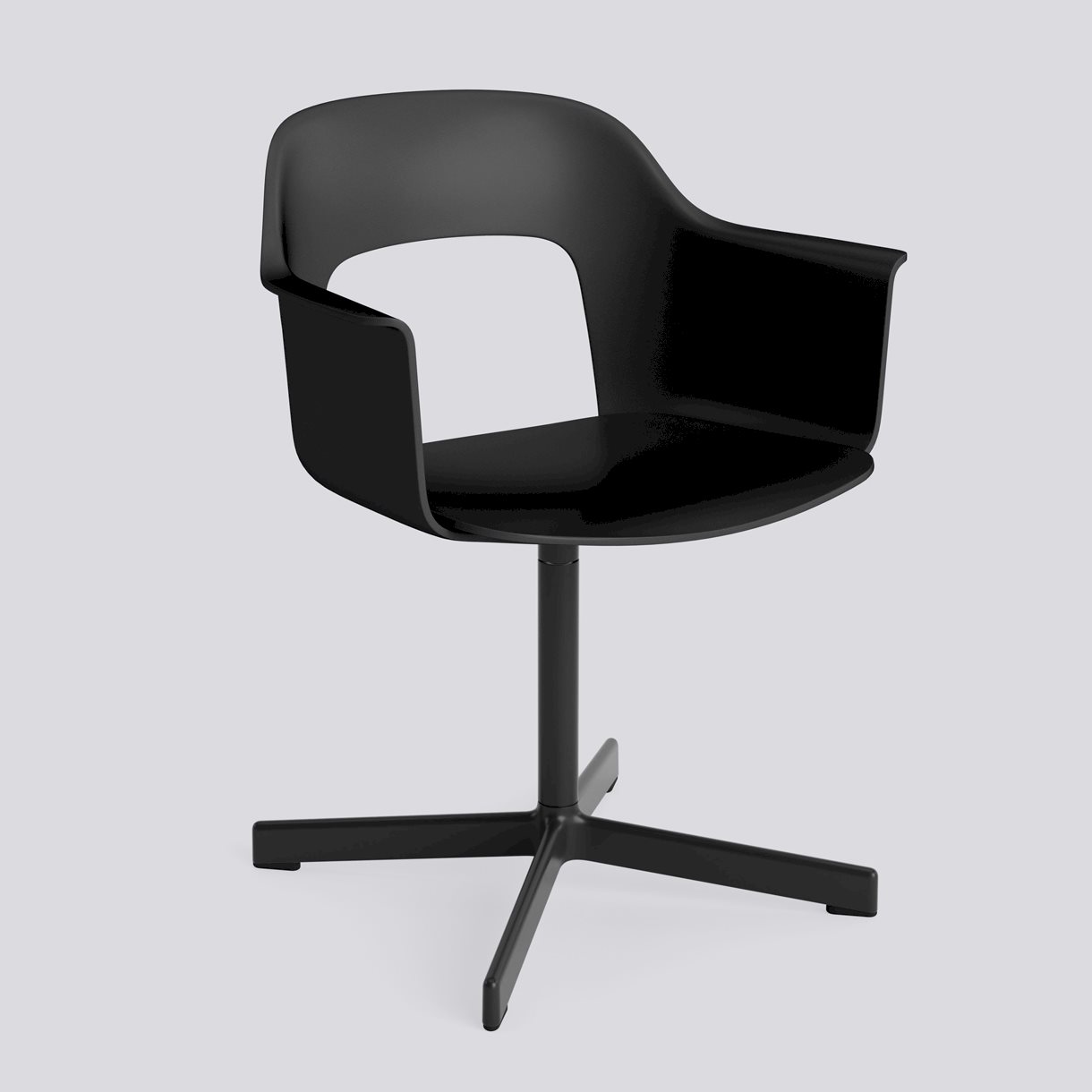 Layout Armchair 231 Black powder coated aluminium 4 star swivel base Standard glider-Black polypropylene shell/seat-None-None