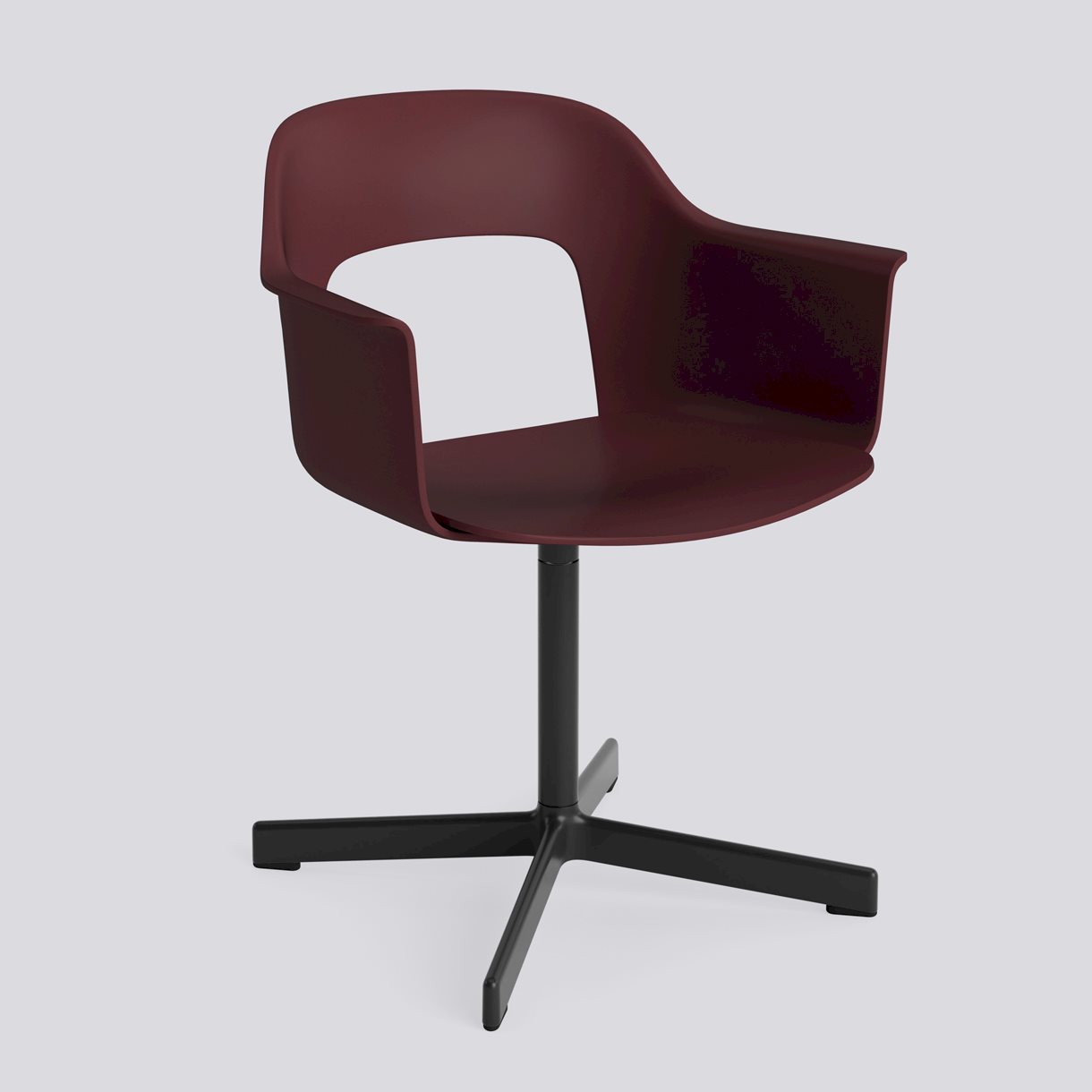 Layout Armchair 231 Black powder coated aluminium 4 star swivel base Standard glider-Bordeaux polypropylene shell/seat-None-None