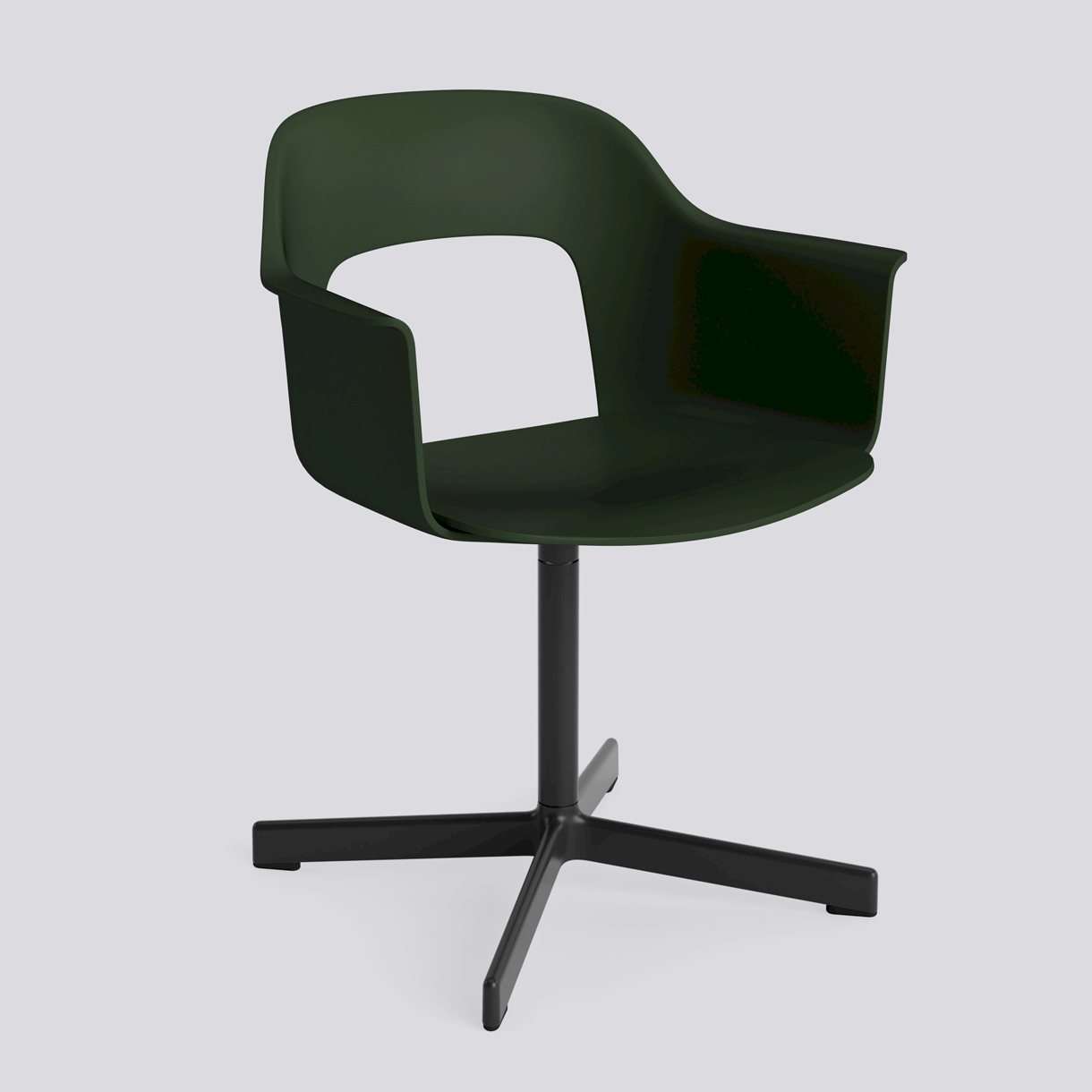 Layout Armchair 231 Black powder coated aluminium 4 star swivel base Standard glider-Bottle green polypropylene shell/seat-None-None