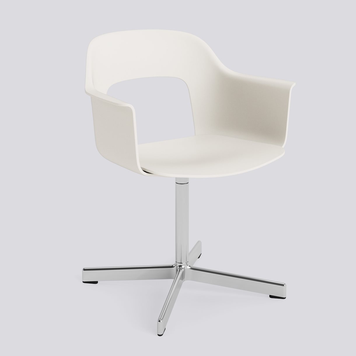 Layout Armchair 231 Polished aluminium 4 star swivel base Standard glider-Cream white polypropylene shell/seat-None-None