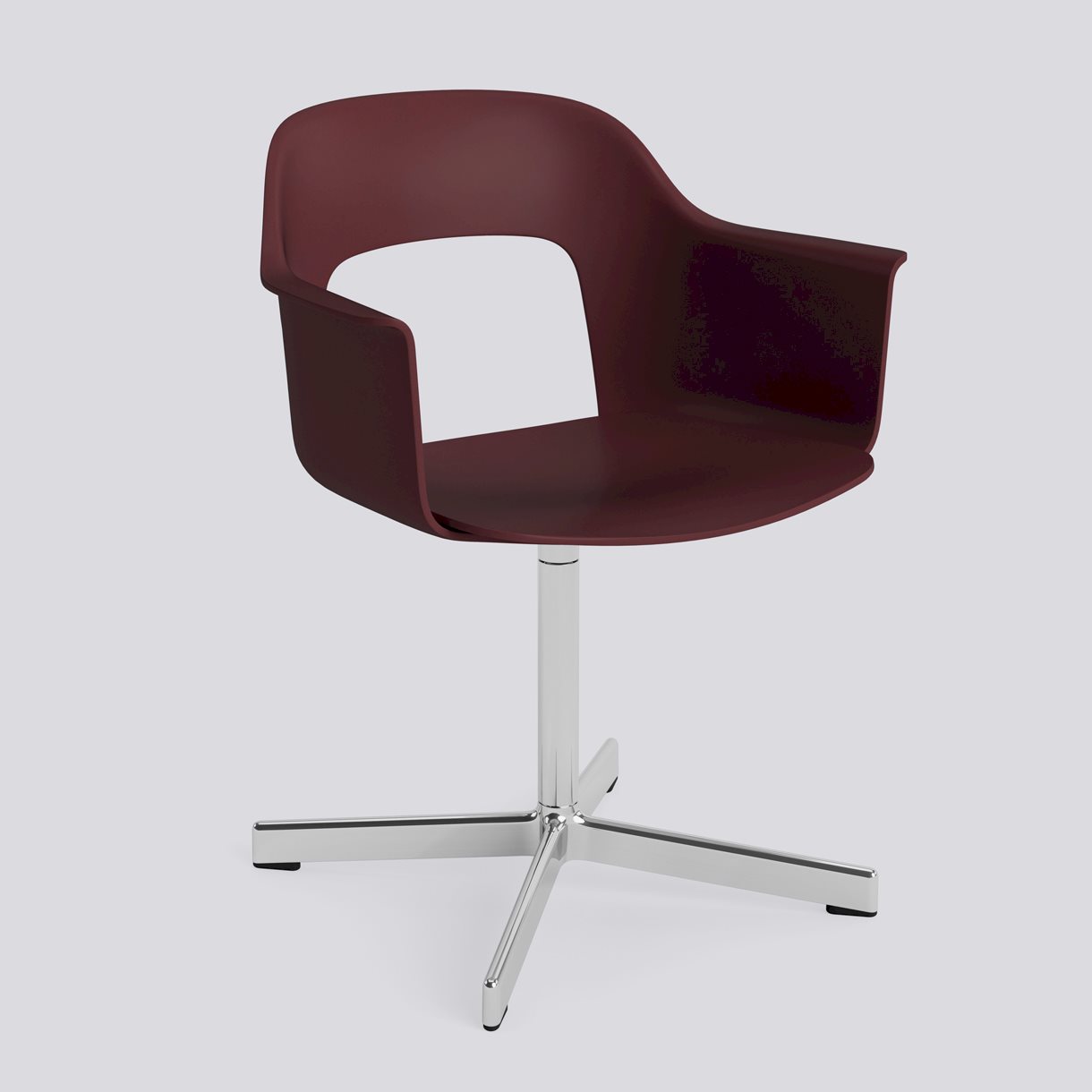 Layout Armchair 231 Polished aluminium 4 star swivel base Standard glider-Bordeaux polypropylene shell/seat-None-None