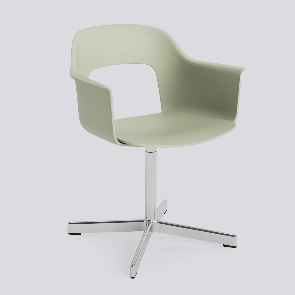 Layout Armchair 231 Polished aluminium 4 star swivel base Standard glider-Pastel green polypropylene shell/seat-None-None