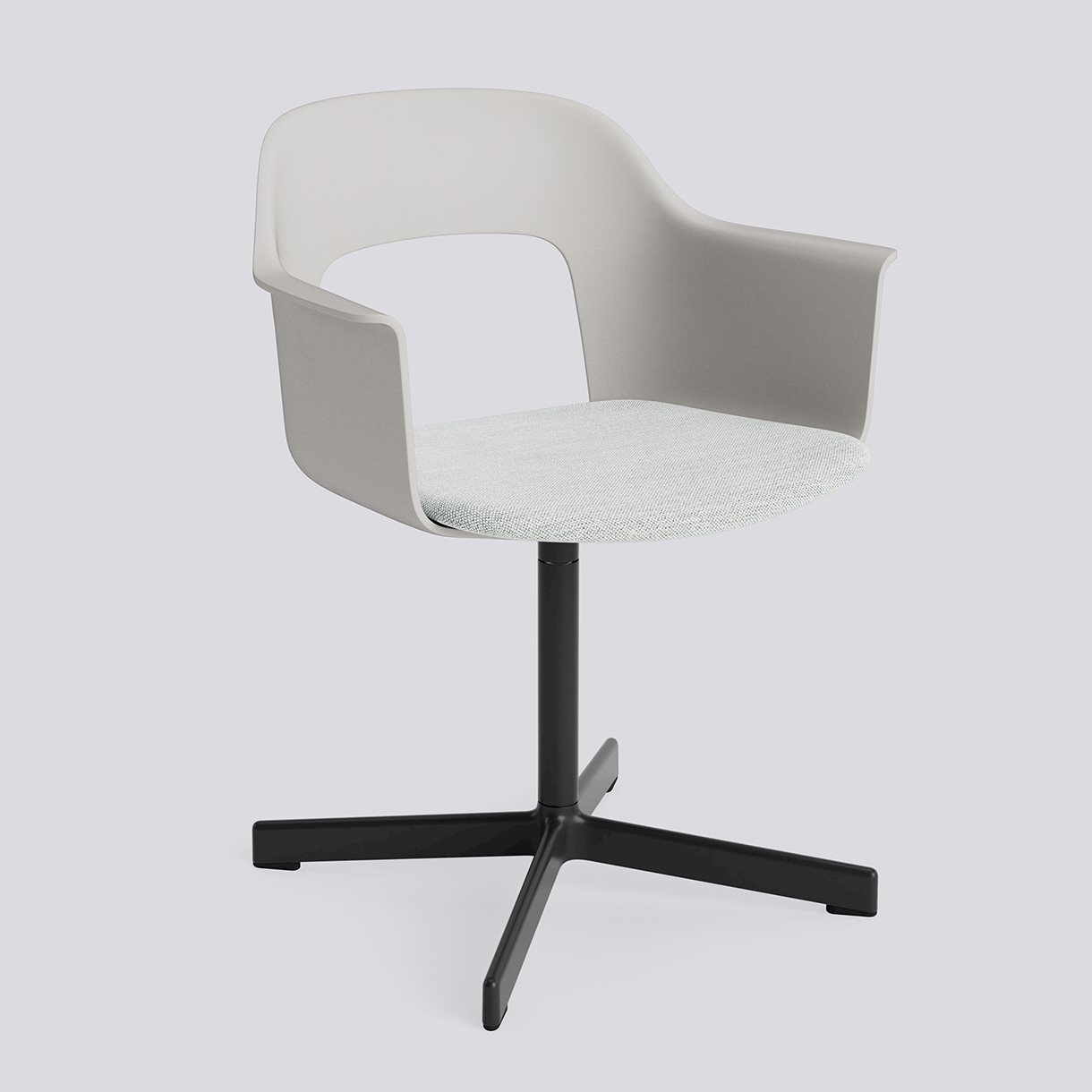 Layout Armchair 233 Black powder coated aluminium 4 star swivel base Standard glider-Sky grey polypropylene shell Seat upholstery-Mode-001