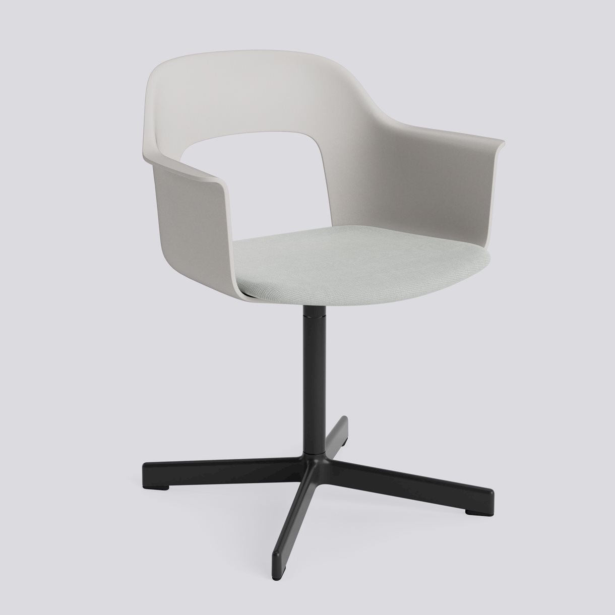 Layout Armchair 233 Black powder coated aluminium 4 star swivel base Standard glider-Sky grey polypropylene shell Seat upholstery-Naveli-113