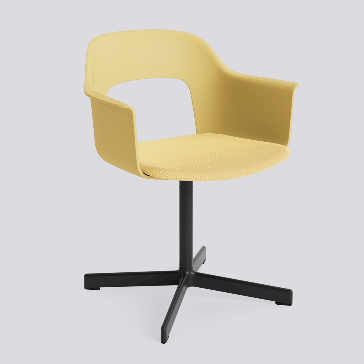 Layout Armchair 233 Black powder coated aluminium 4 star swivel base Standard glider-Biscotti polypropylene shell Seat upholstery-Relate -431