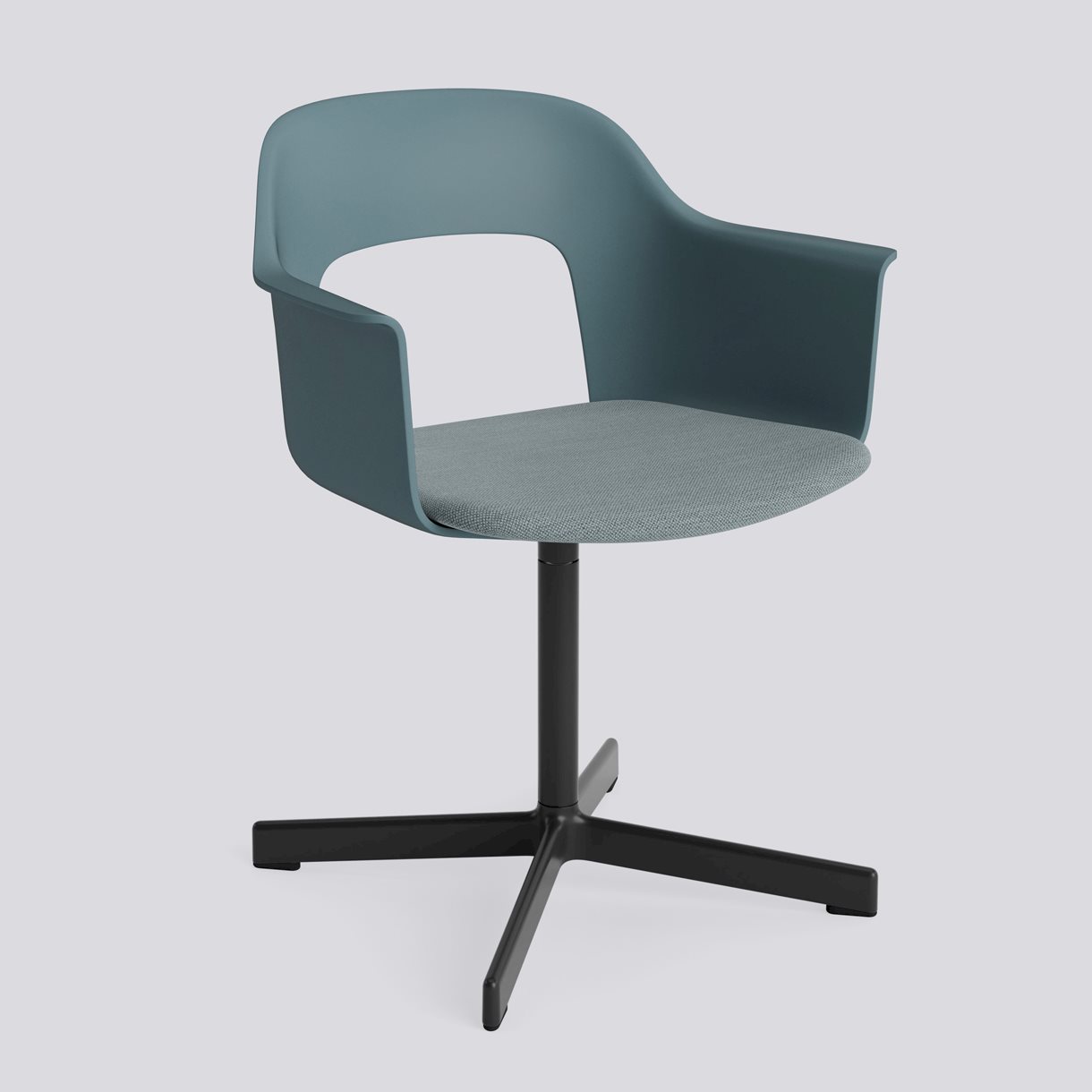 Layout Armchair 233 Black powder coated aluminium 4 star swivel base Standard glider-Ocean polypropylene shell Seat upholstery-Mode-045