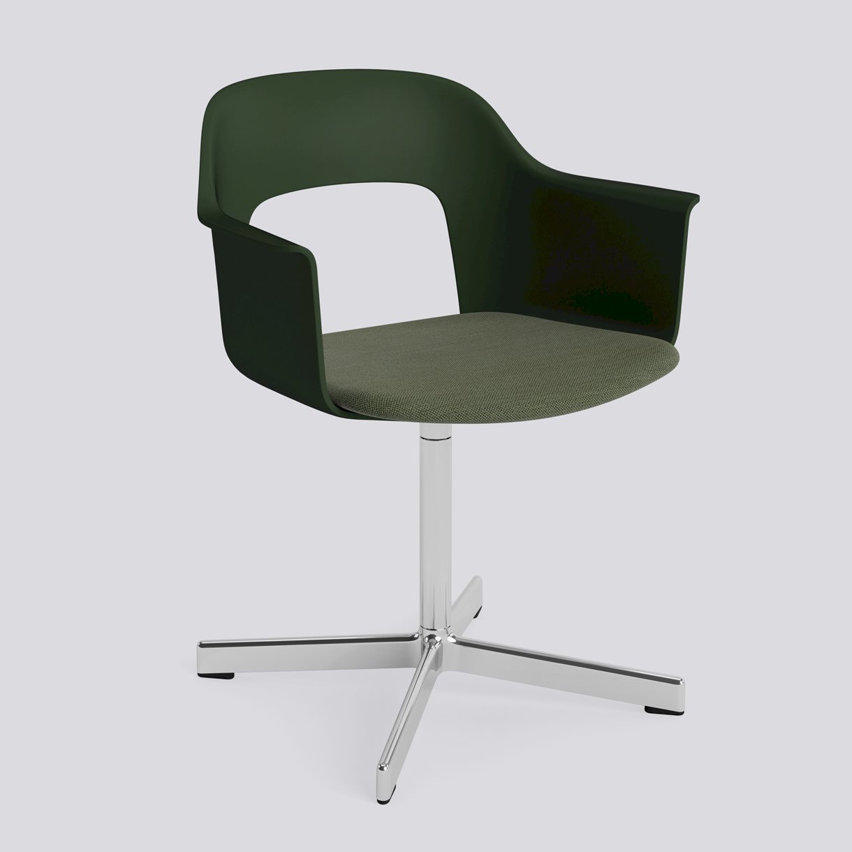 Layout Armchair 233 Polished aluminium 4 star swivel base Standard glider-Bottle green polypropylene shell Seat upholstery-Mode-072