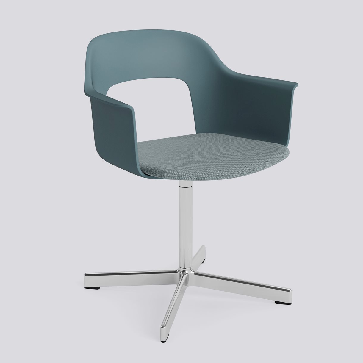 Layout Armchair 233 Polished aluminium 4 star swivel base Standard glider-Ocean polypropylene shell Seat upholstery-Mode-045