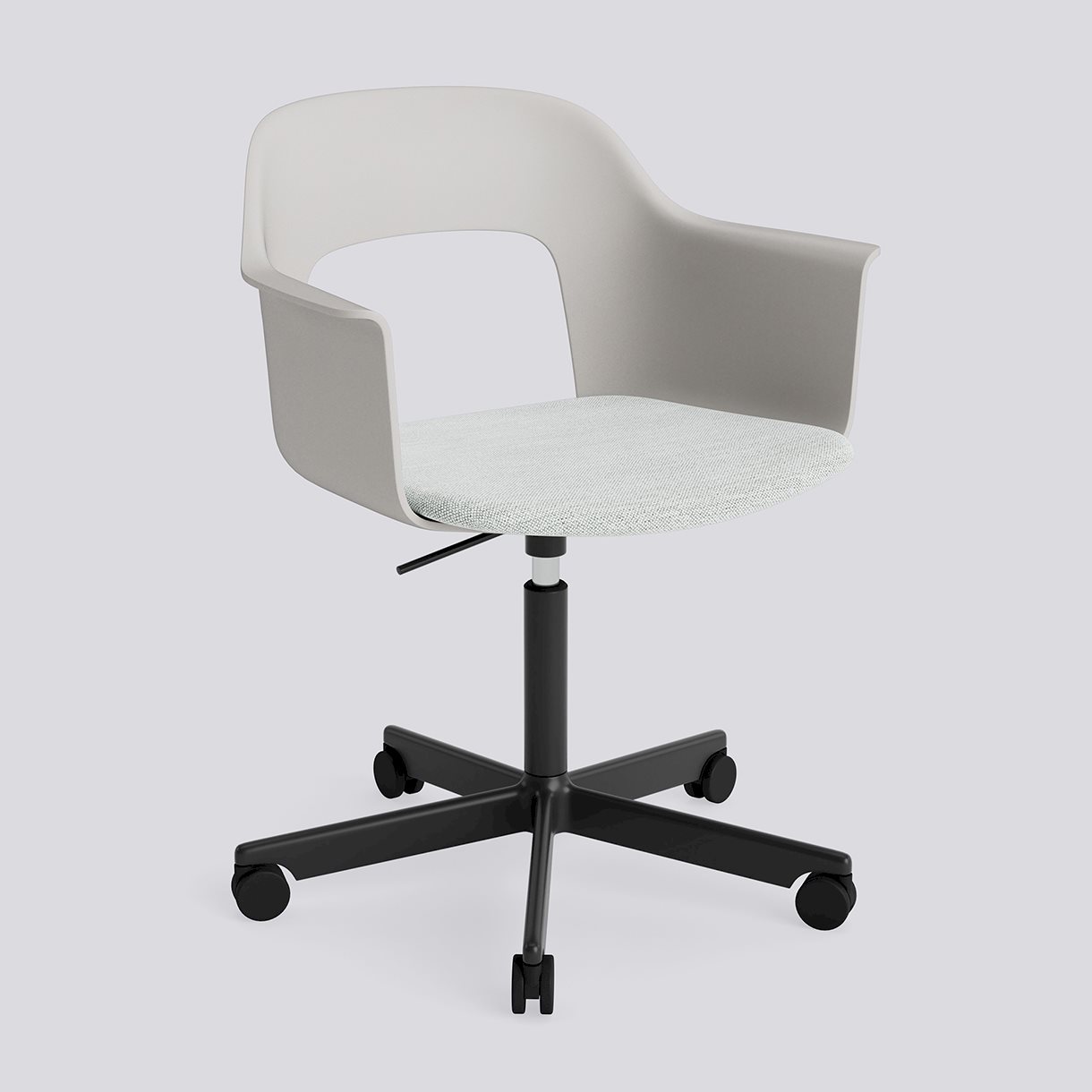 Layout Armchair 243 Black powder coated aluminium 5 star swivel Gas lift Wheel base-Sky grey polypropylene shell Seat upholstery-Mode-001