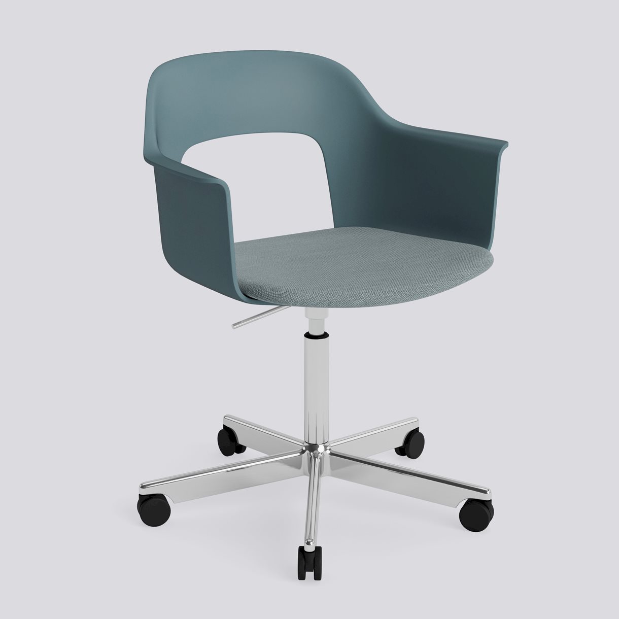 Layout Armchair 243 Polished aluminium 5 star swivel Gas lift Wheel base-Ocean polypropylene shell Seat upholstery-Mode-045