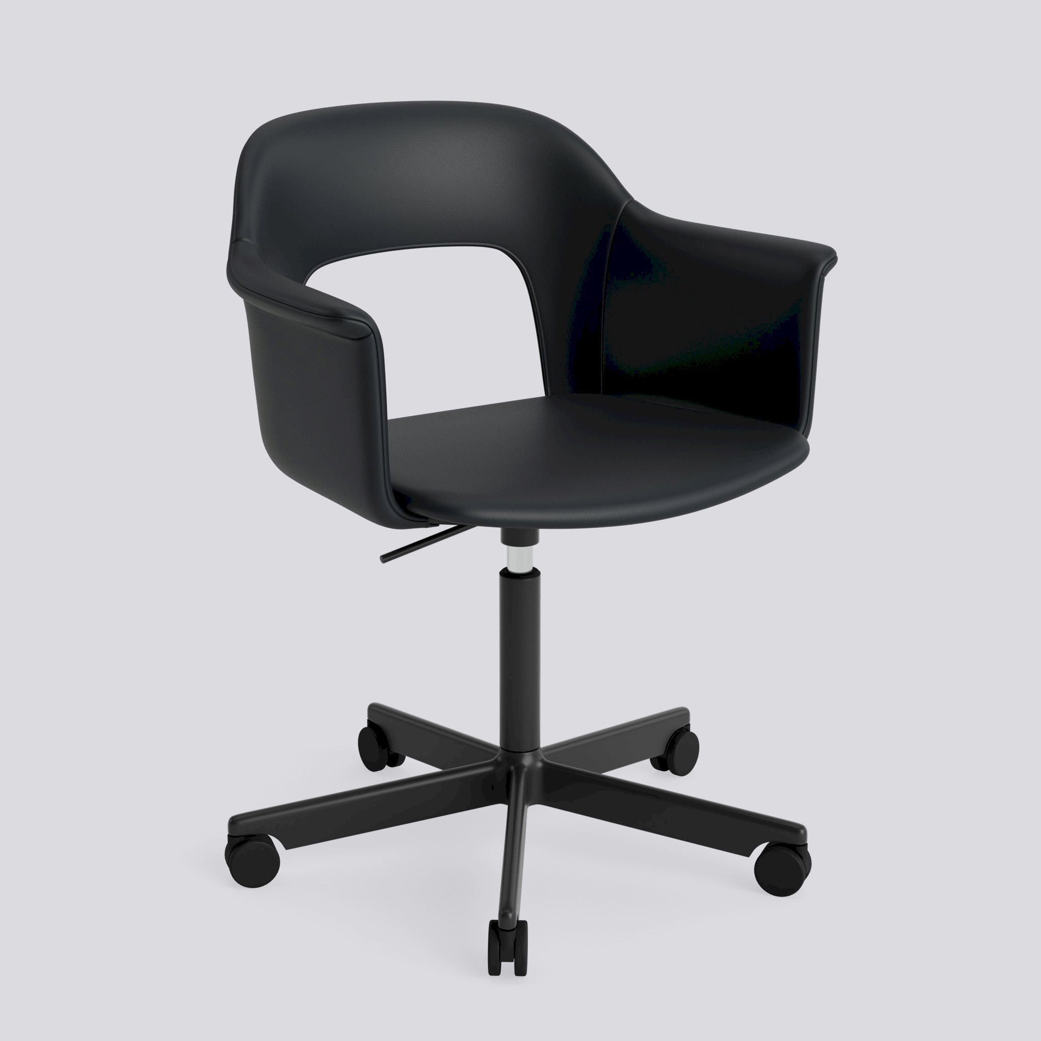 Layout Armchair 244 Black powder coated aluminium 5 star swivel Gas lift Wheel base-Full upholstery-Grano-Black